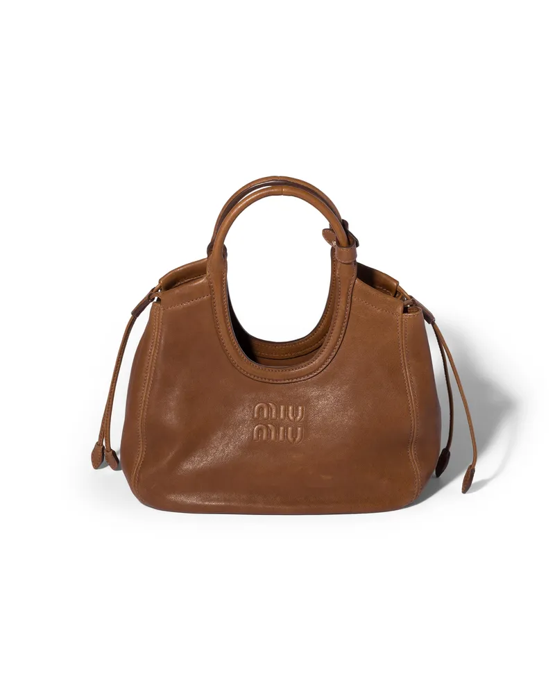 Miu Miu Ivy Tote Bag Aus Nappaleder, Damen, Eiche Eiche