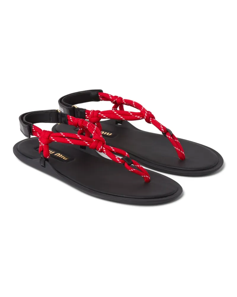 Miu Miu Riviere Sandalen Aus Kordel Und Leder , Damen, Rot, Größe Rot