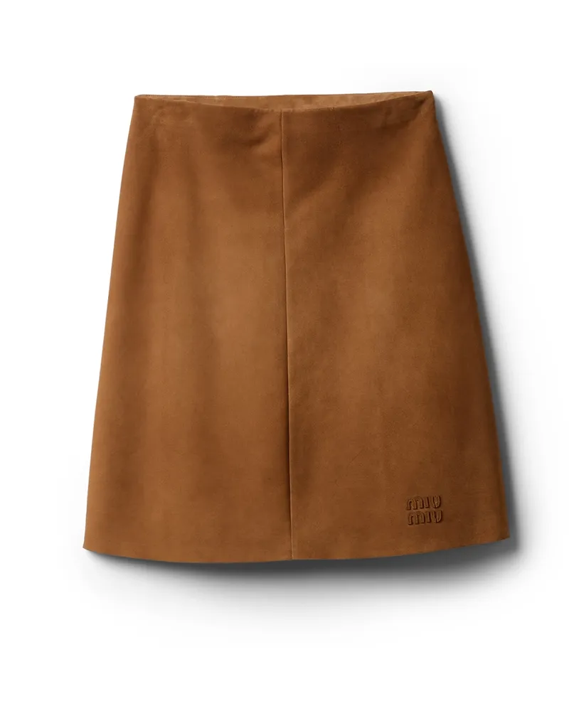 Miu Miu Rock Aus Gewachstem Wildleder, Damen, Gerste, Größe Gerste