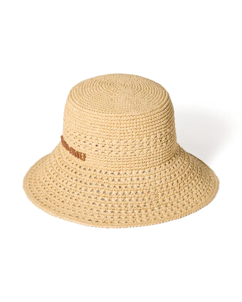 Miu Miu Hut Aus Raphiabast, Damen, Beige/cognac, Größe Beige