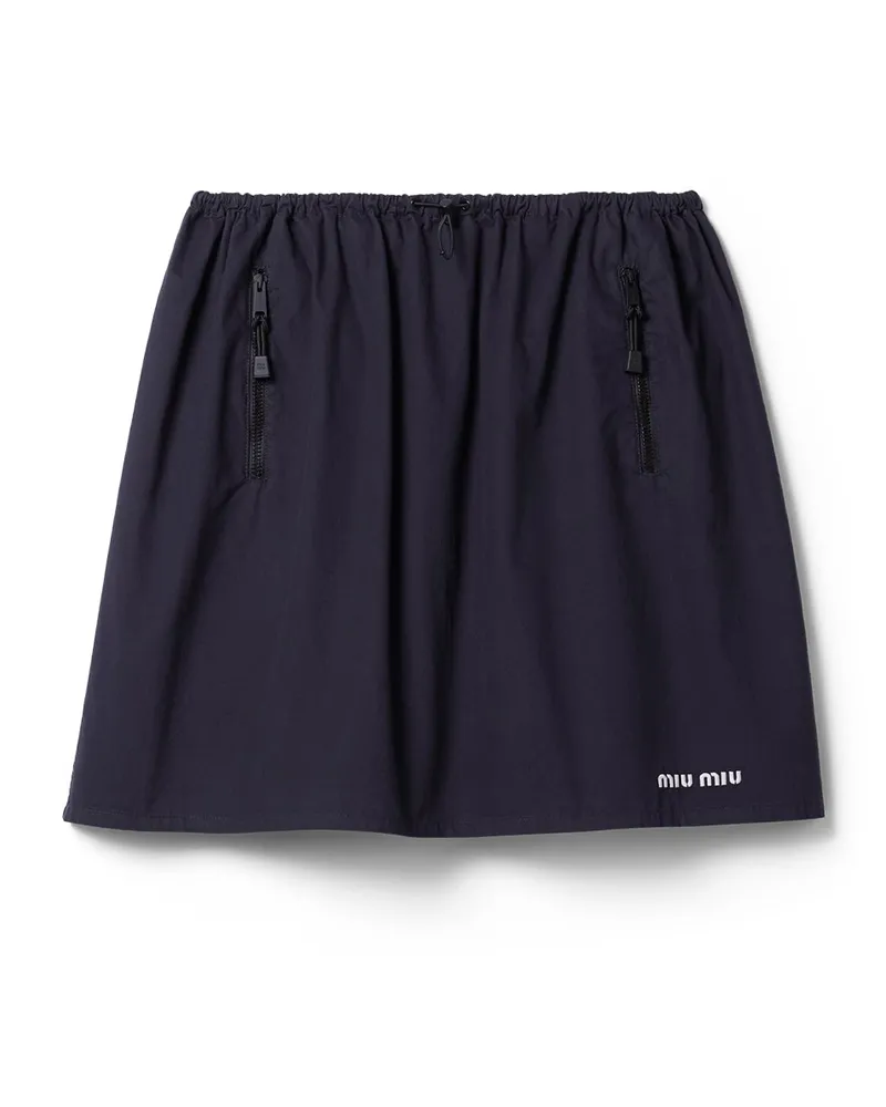 Miu Miu Rock Aus Gewaschener Gabardine, Damen, Blau, Größe Blau