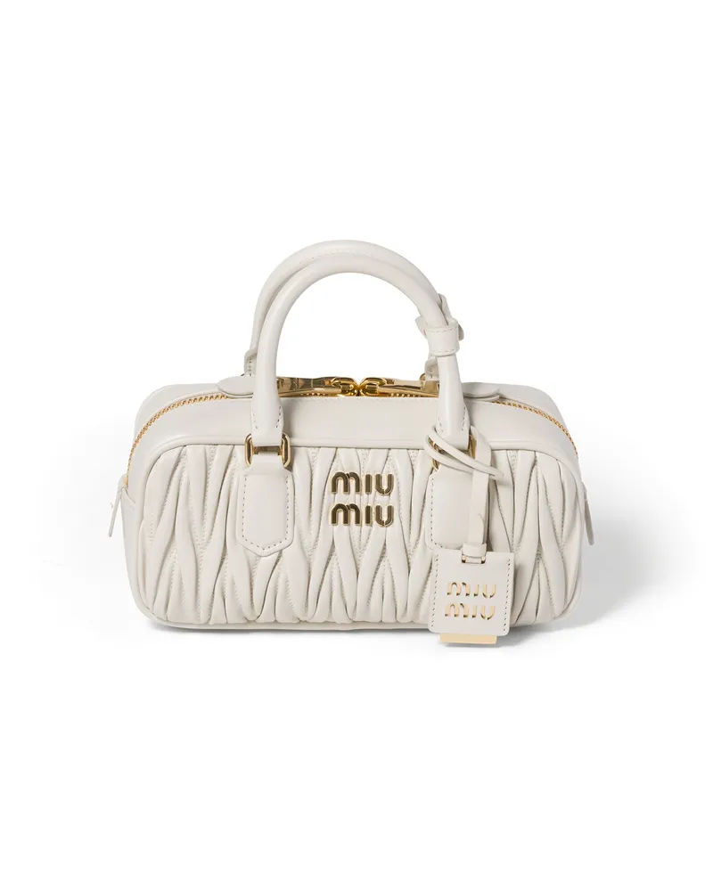 Miu Miu Arcadie Tasche Aus Matelassé-nappaleder, Damen, Weiss Weiss