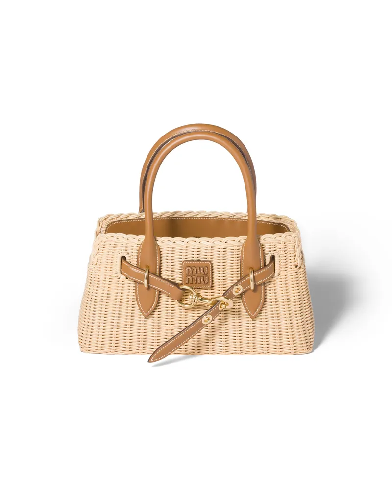 Miu Miu Aventure Handtasche Aus Korbgeflecht Und Leder, Damen, Hellbraun/karamell Hellbraun