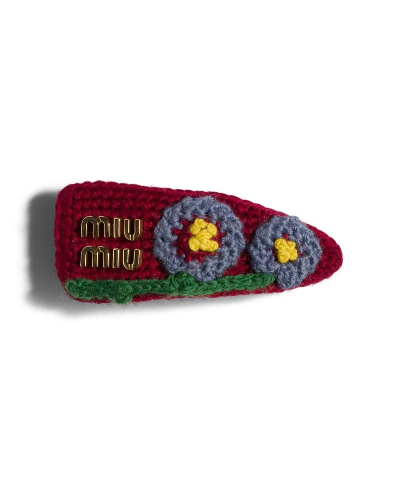 Miu Miu Haarspange Aus Baumwolle, Damen, Ruby/aviation Ruby