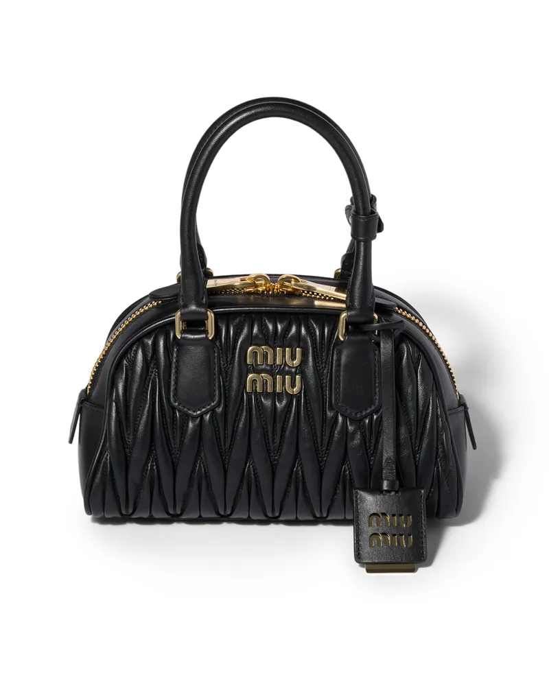 Miu Miu Arcadie Tasche Aus Matelassé-nappaleder, Damen, Schwarz Schwarz
