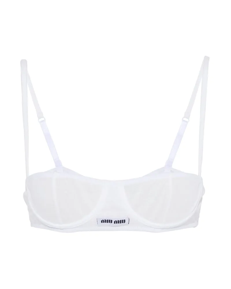 Miu Miu Demi-bh Aus Rippstrick, Damen, Weiss, Größe Weiss