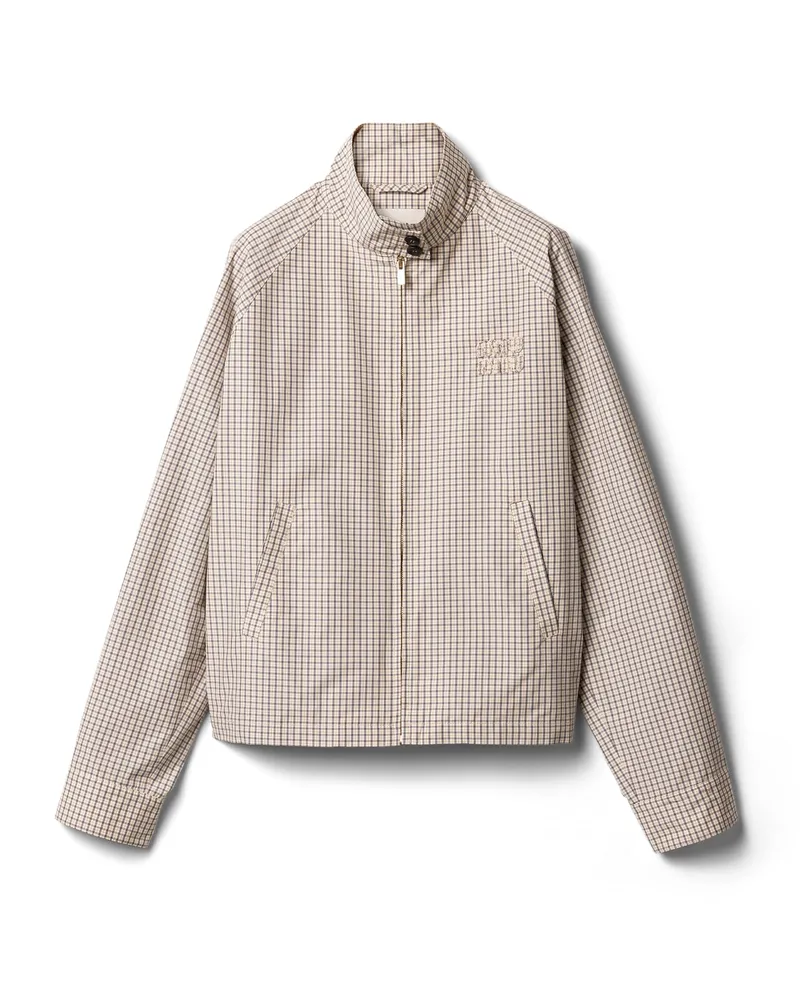 Miu Miu Blousonjacke Aus Kariertem Funktionsgewebe, Damen, Sandbeige, Größe Sandbeige