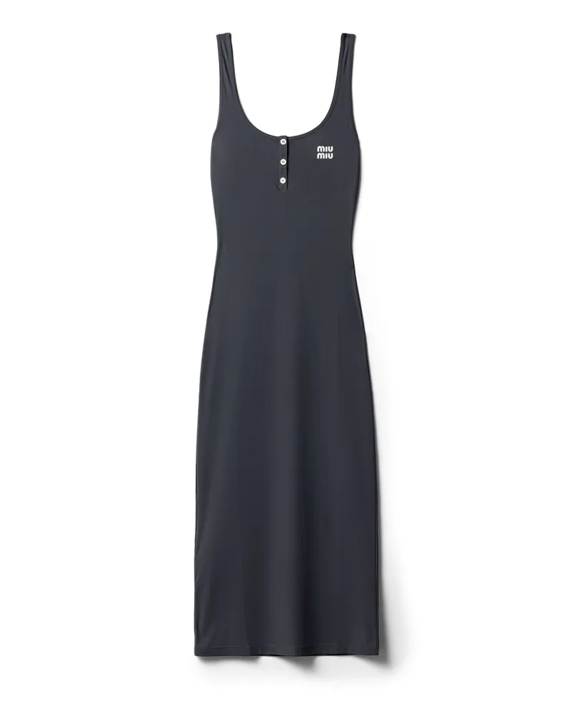 Miu Miu Kleid Aus Stretch-jersey, Damen, Hämatit, Größe Hämatit