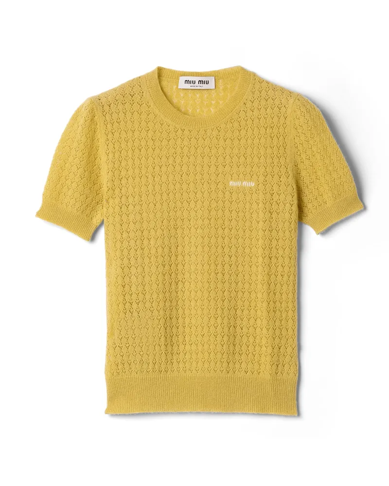 Miu Miu Pullover Aus Kaschmir Und Seide, Damen, Gelb, Größe Gelb