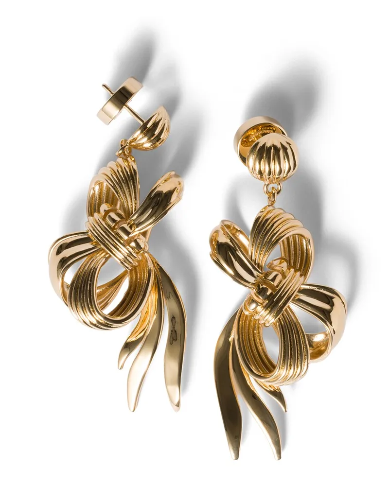Miu Miu Schleifen-ohrringe Aus Metall, Damen, Gold Gold