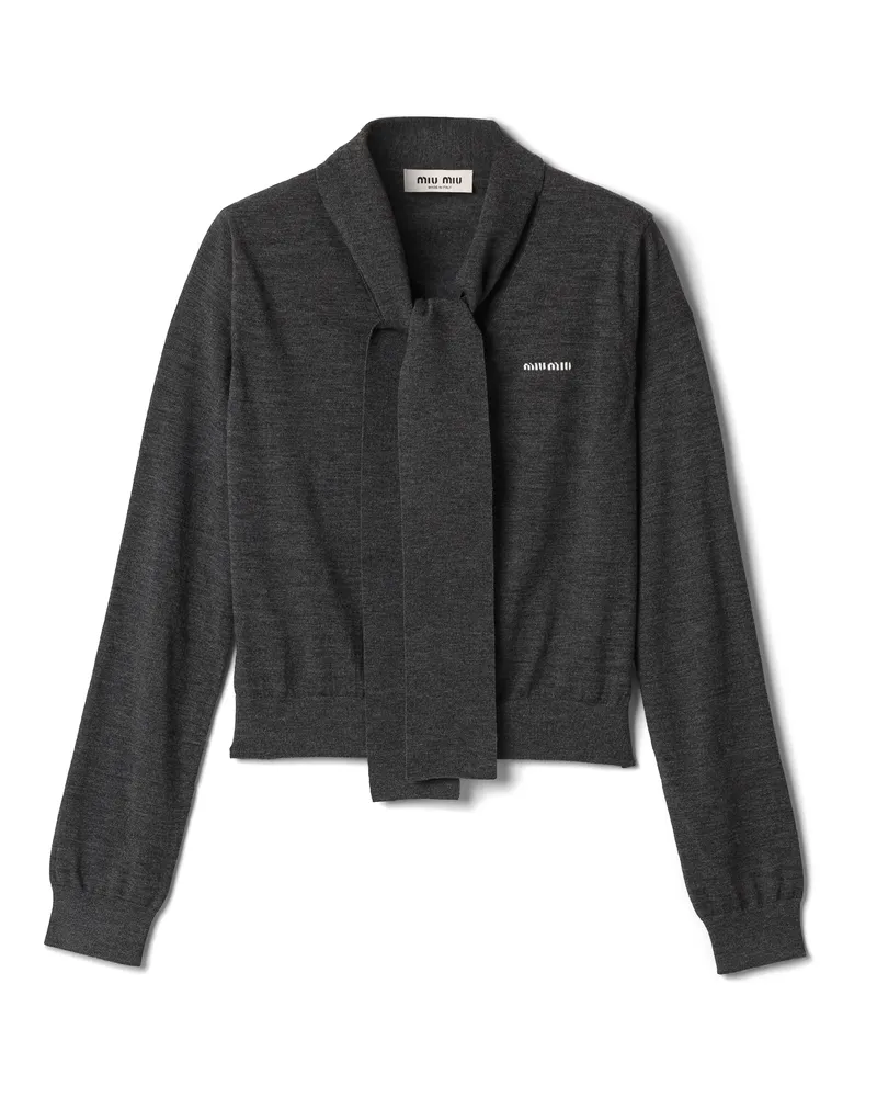 Miu Miu Strickjacke Aus Wolle, Damen, Anthrazitgrau, Größe Anthrazitgrau