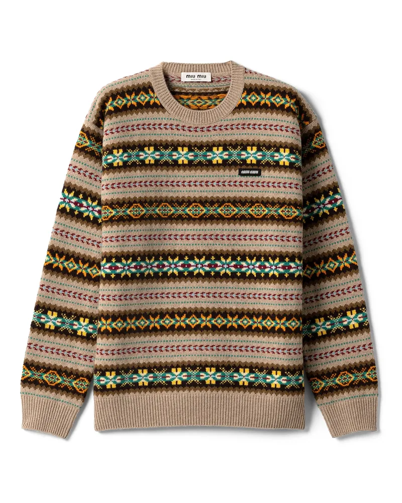 Miu Miu Pullover Aus Wolle, Damen, Sandbeige, Größe Sandbeige