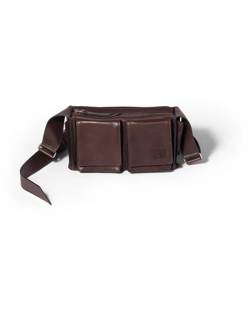 Miu Miu Utilitaire Schultertasche Aus Nappa-leder, Damen, Sienna Sienna