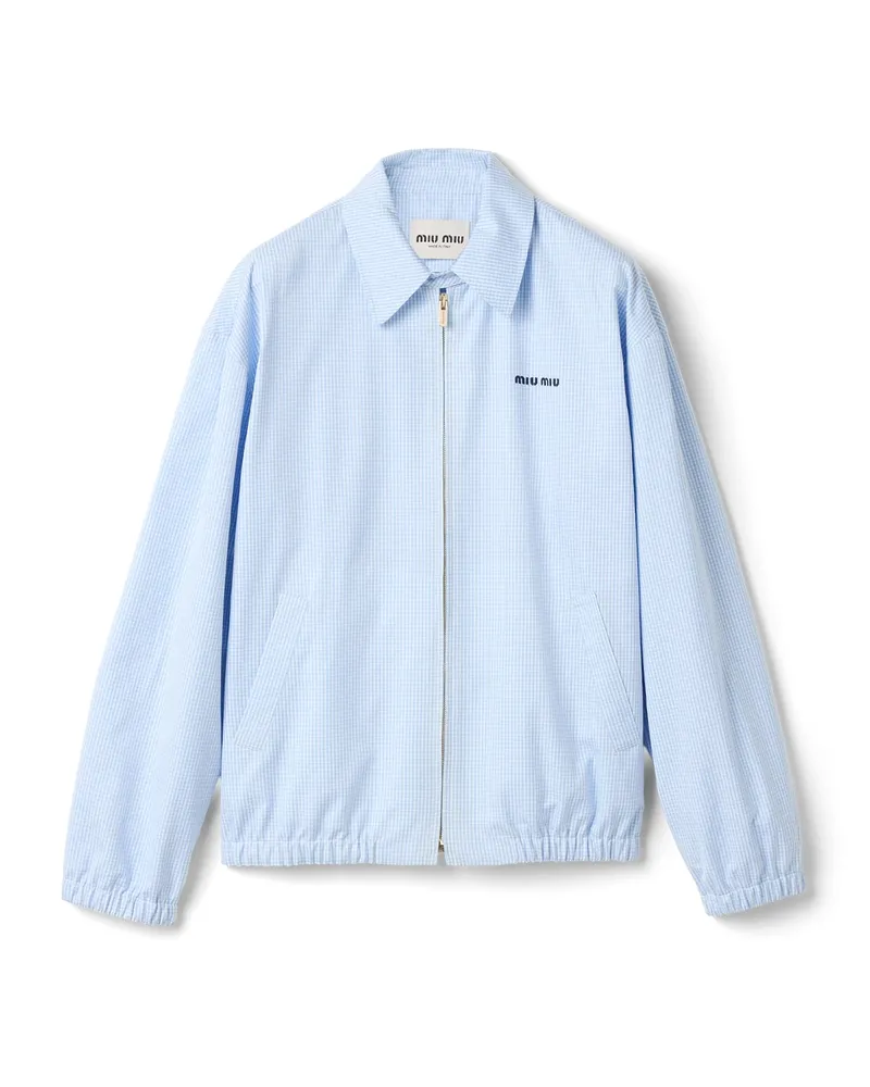 Miu Miu Blousonjacke Mit Vichy-karo, Damen, Weiss/hellblau, Größe Weiss