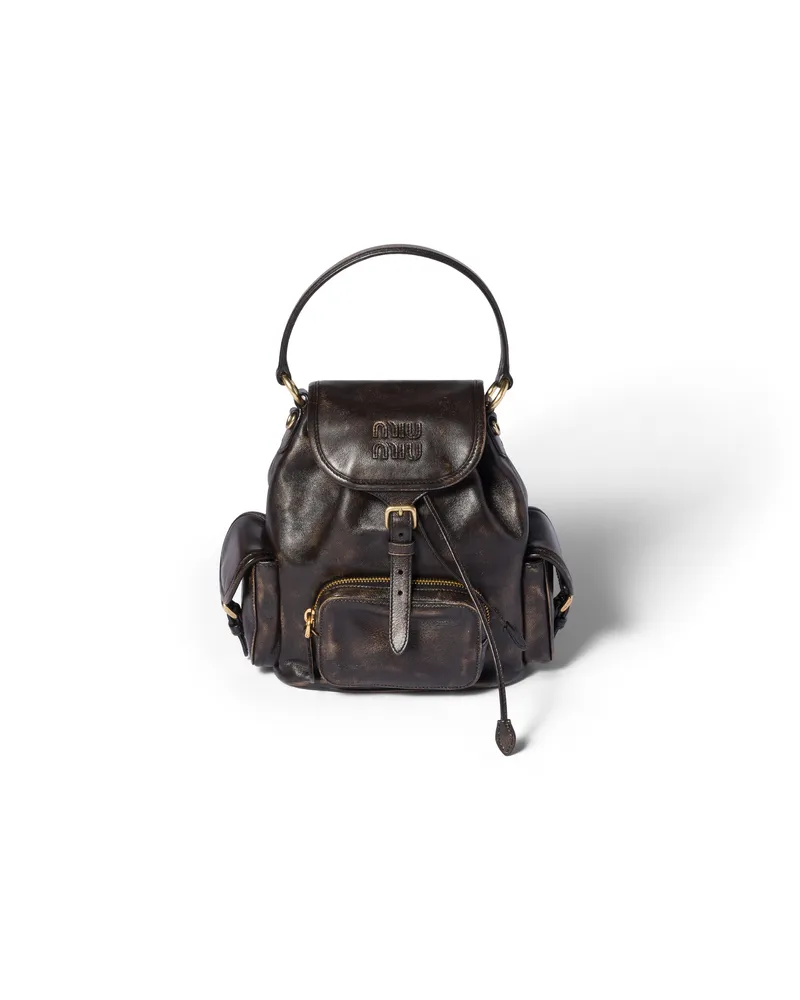 Miu Miu Rucksack Aus Leder, Damen, Kaffeebraun Kaffeebraun