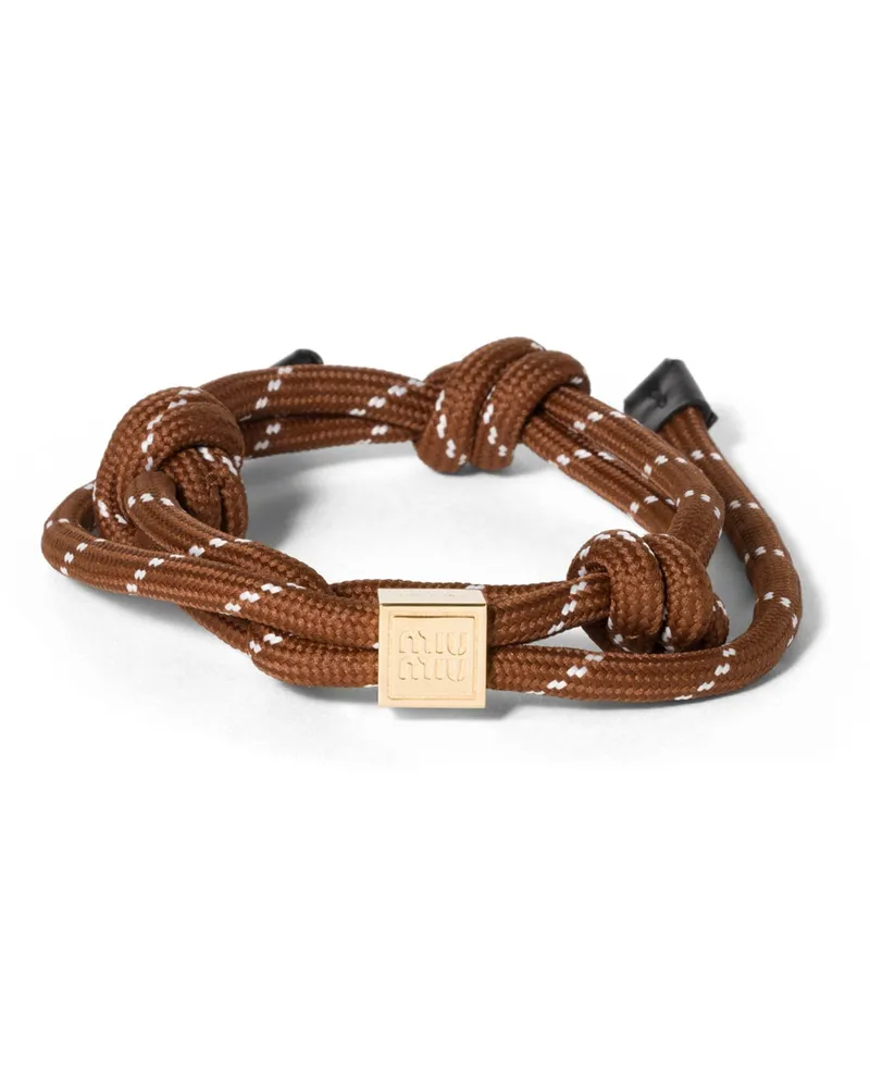 Miu Miu Armband Aus Kordel, Damen, Tabak Tabak