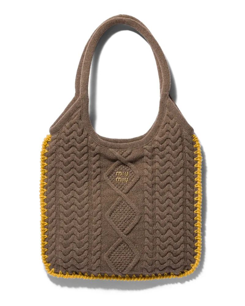 Miu Miu Ivy Tasche Aus Wolle Und Kaschmir, Damen, Rush/yellow Rush