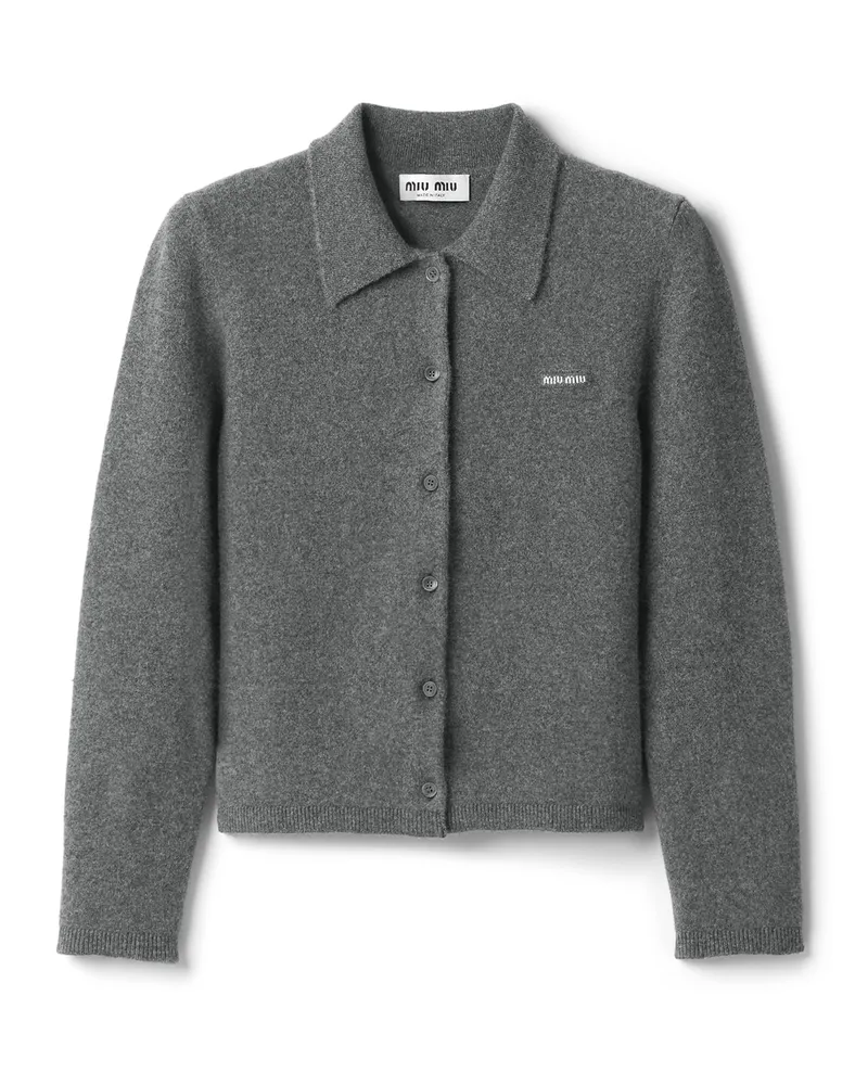 Miu Miu Strickjacke Aus Kaschmir, Damen, Schiefergrau, Größe Schiefergrau
