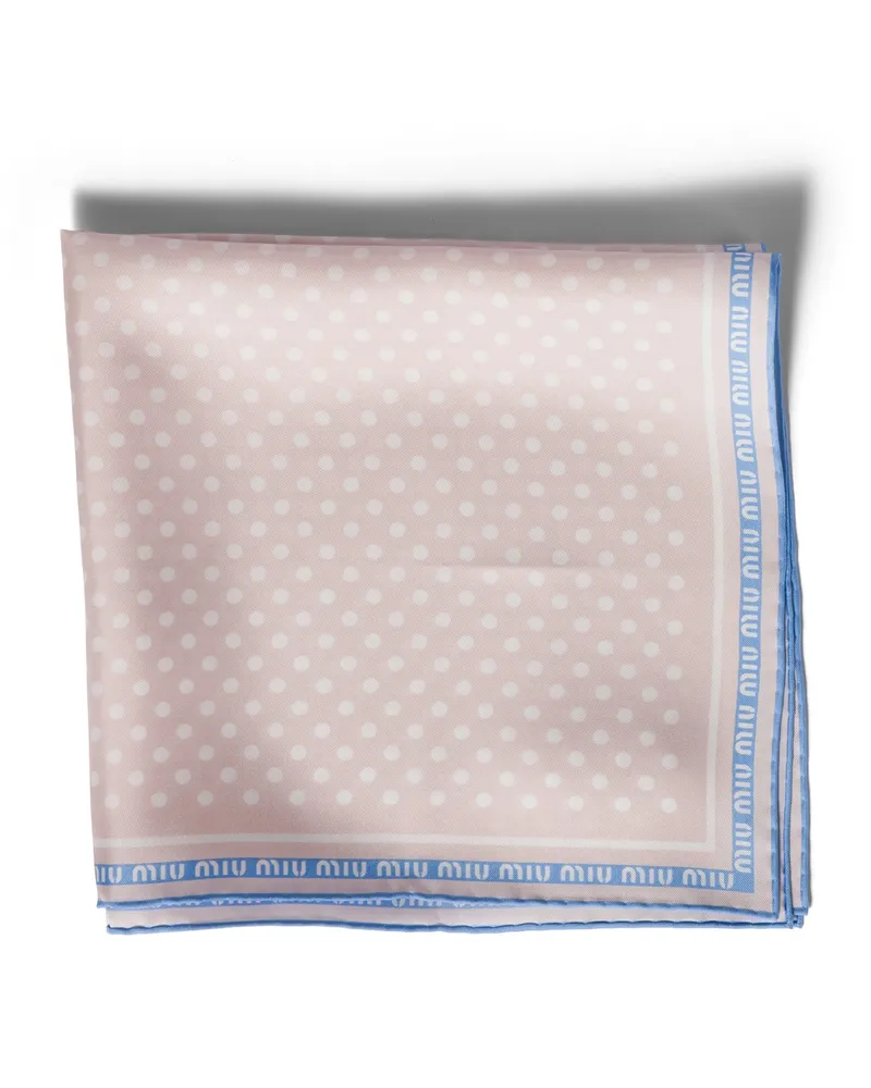 Miu Miu Schal Aus Bedrucktem Twill, Damen, Alabaster/veilchenblau Alabaster