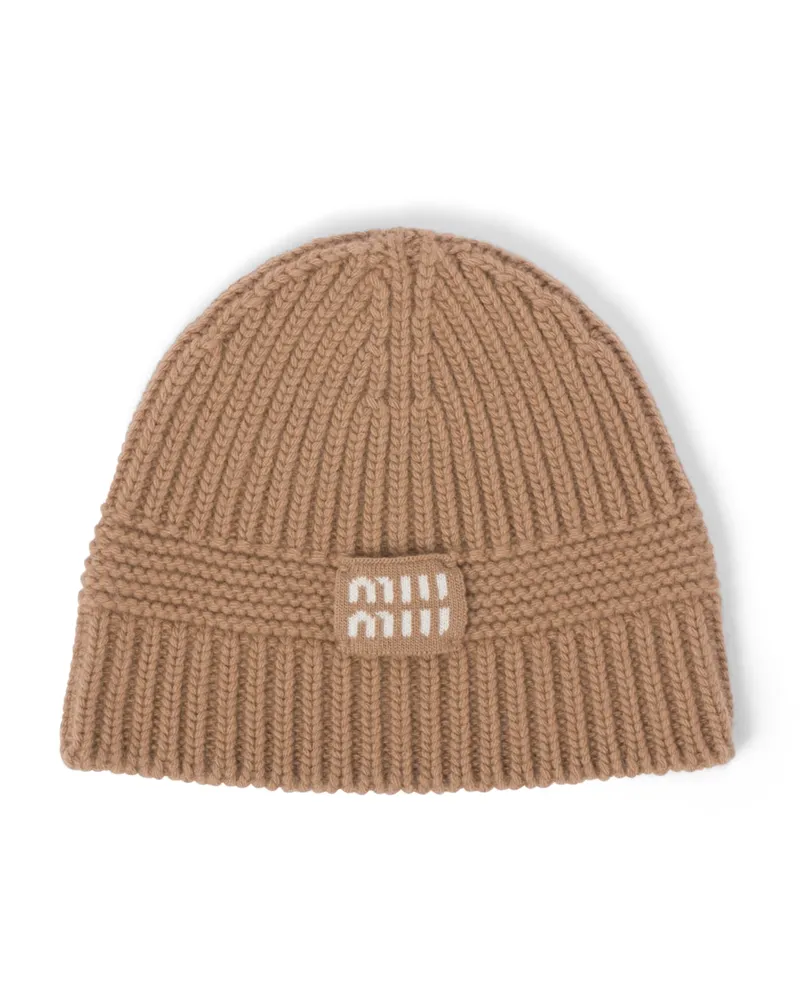 Miu Miu Strickmütze Aus Wolle Und Kaschmir, Damen, Kamelbraun, Größe Kamelbraun