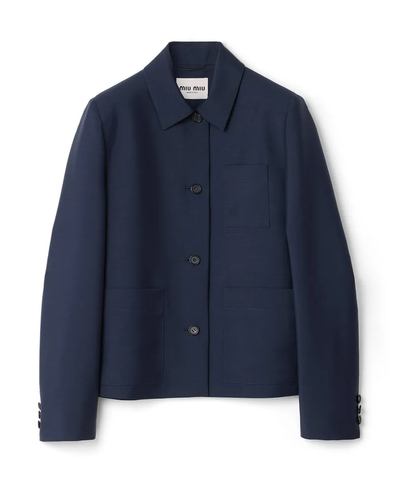 Miu Miu Einreihige Jacke Aus Kid Mohair, Damen, Marineblau, Größe Marineblau