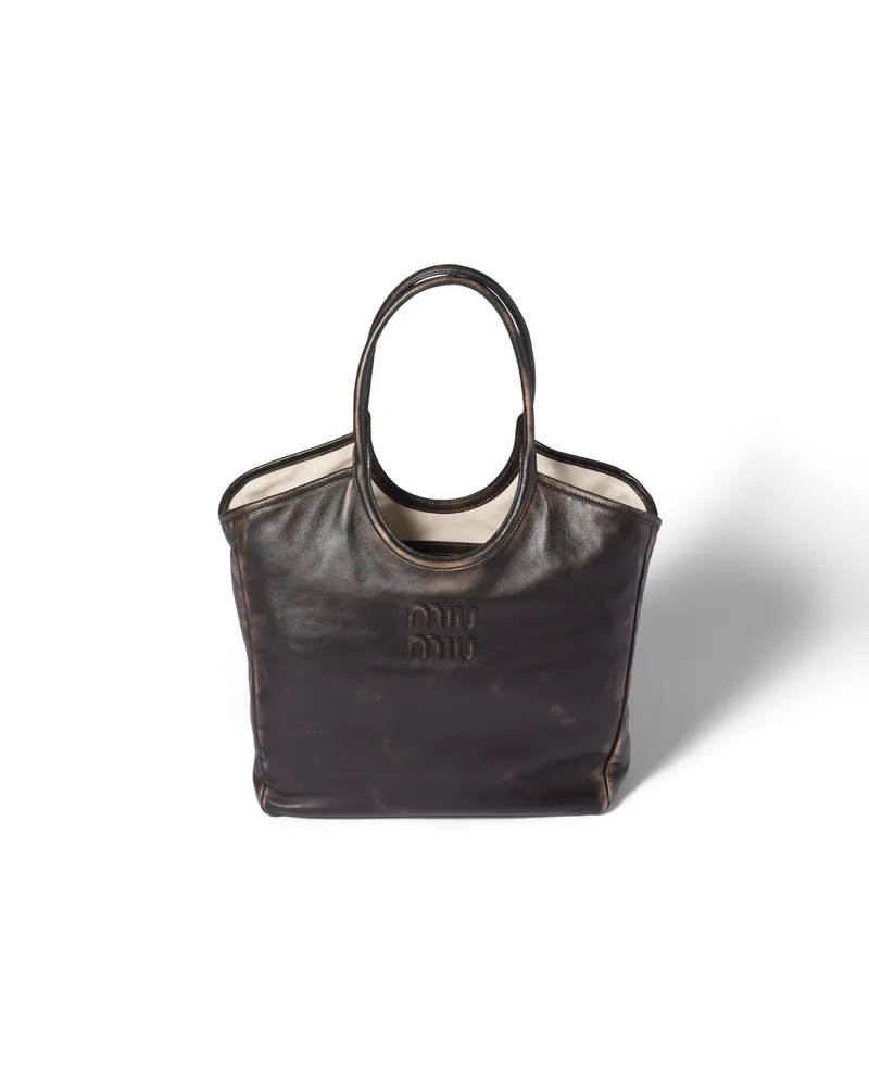 Miu Miu Tote Bag Aus Ivy Leder, Damen, Kaffeebraun Kaffeebraun