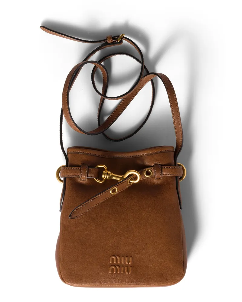 Miu Miu Pouch Aus Nappa-leder, Damen, Eiche Eiche