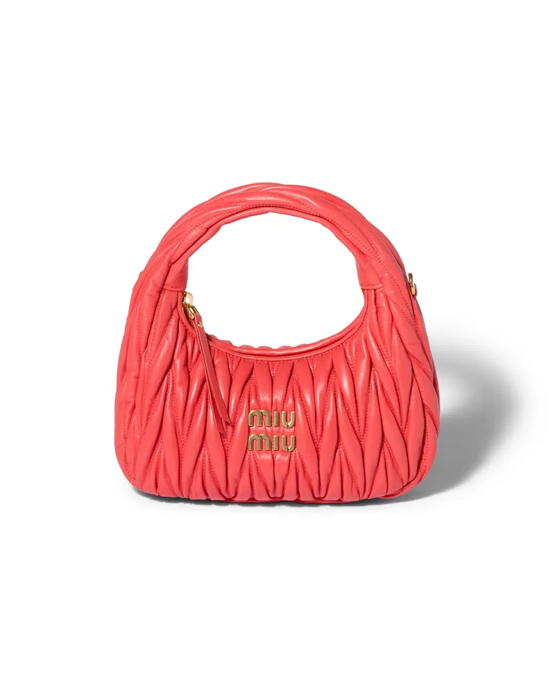 Miu Miu Wander Hobo Bag Aus Matelassé-nappaleder, Damen, Koralle Koralle