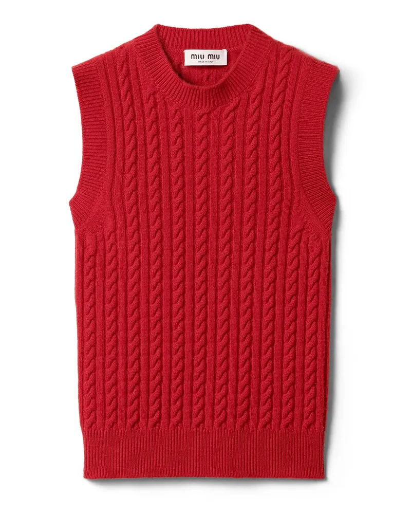 Miu Miu Zopfmuster-kaschmirweste, Damen, Rot, Größe Rot