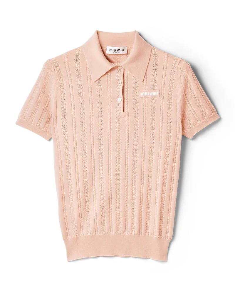 Miu Miu Polo-pullover Aus Kaschmir, Damen, Puderrosa, Größe Puderrosa