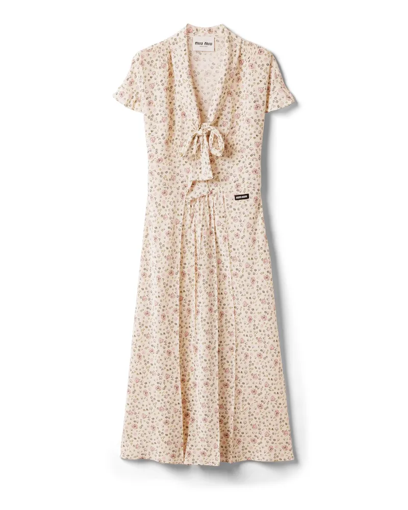 Miu Miu Langes Kleid Aus Crêpe De Chine, Damen, Cameo, Größe Cameo