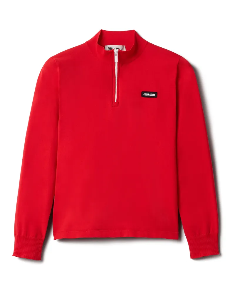 Miu Miu Pullover Aus Technischem Garn, Damen, Rot, Größe Rot