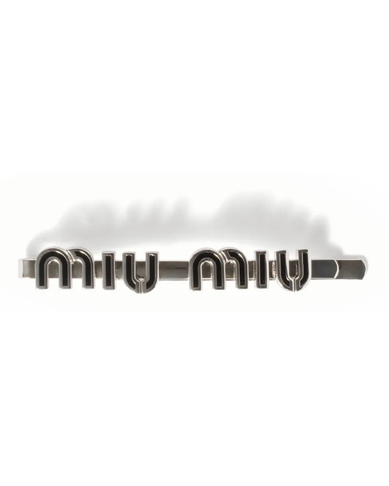 Miu Miu Haarspange Aus Emailliertem Metall, Damen, Schwarz Schwarz