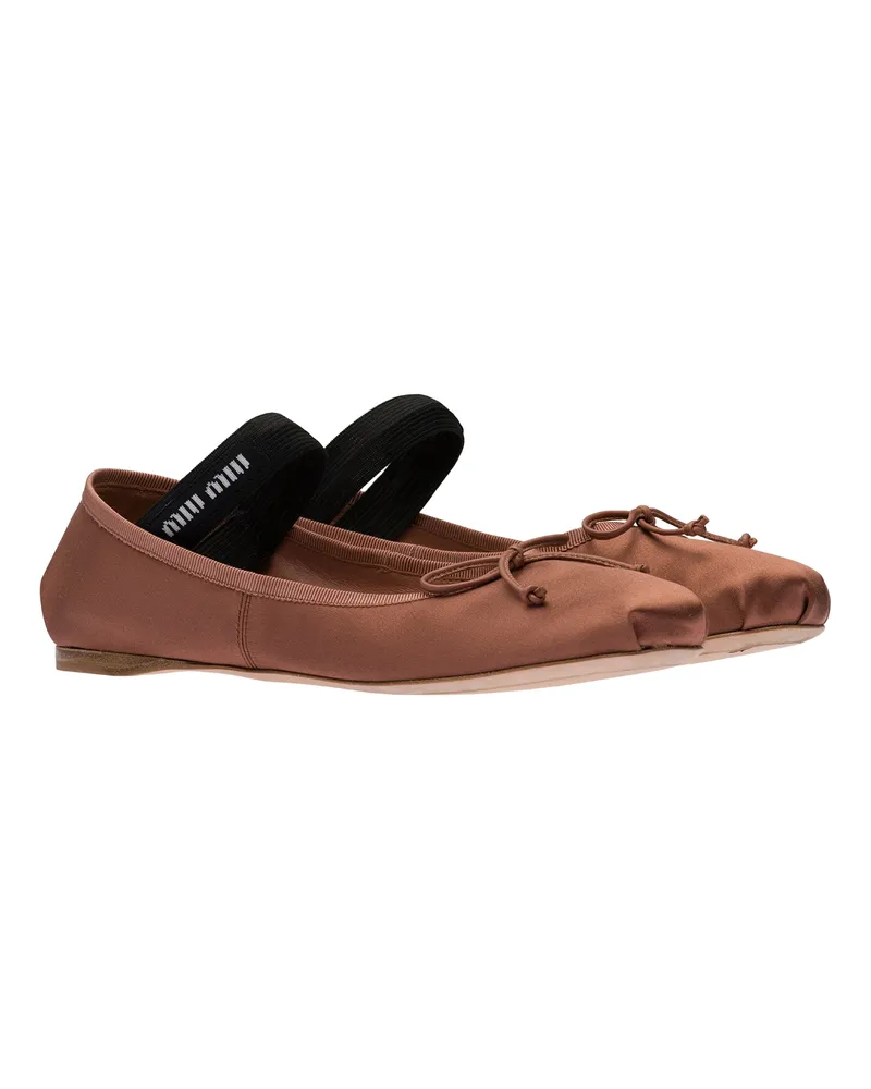 Miu Miu Ballerinas Aus Satin, Damen, Kakaobraun, Größe Kakaobraun
