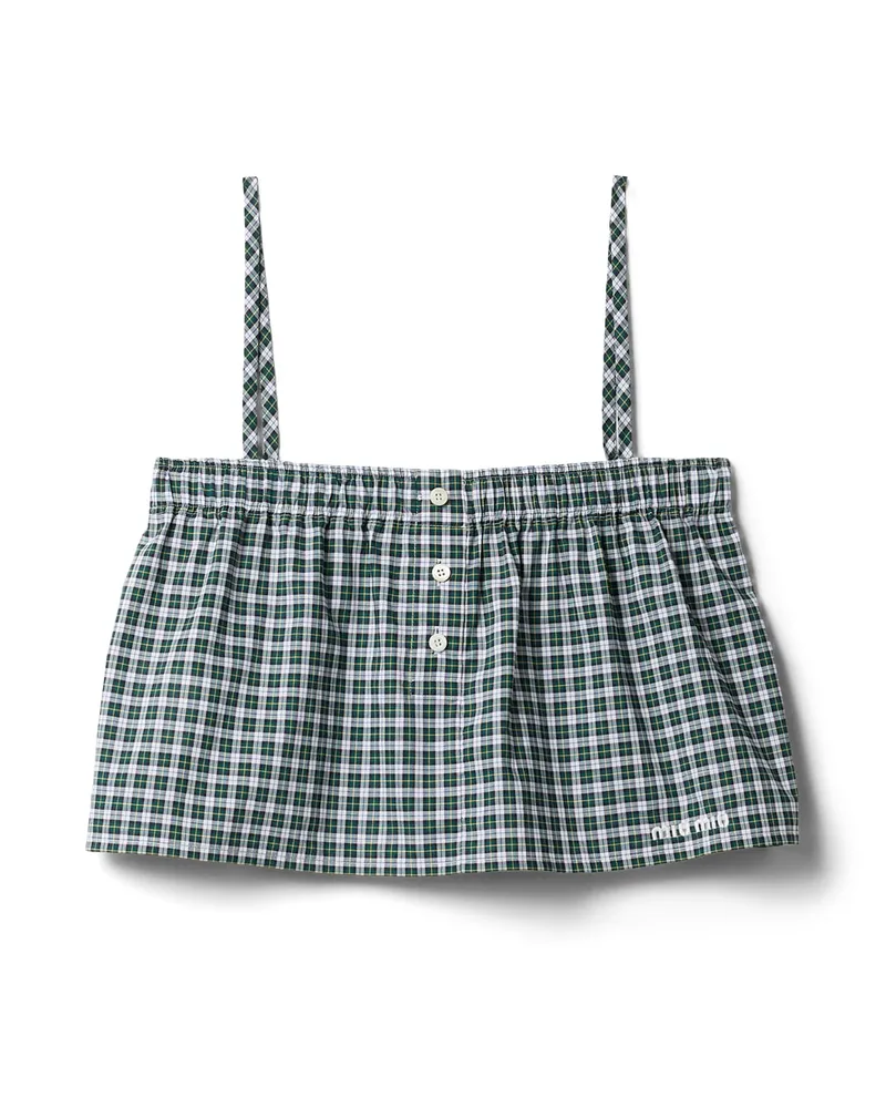 Miu Miu Top Mit Karomuster, Damen, Weiss/grün, Größe Weiss