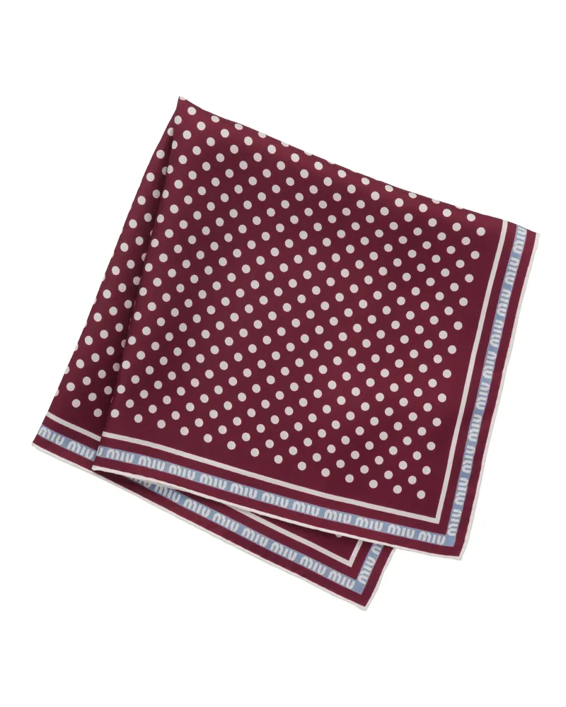Miu Miu Bedruckter Schal Aus Twill, Damen, Amaranthrot/kornblumenblau Amaranthrot