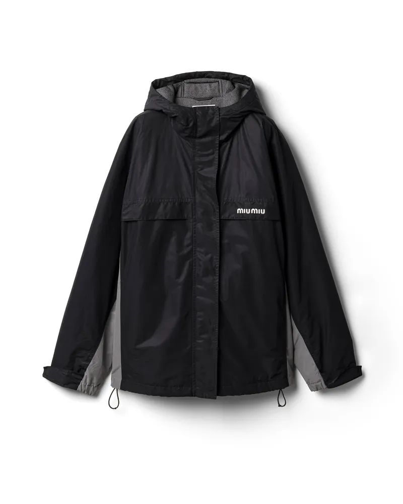 Miu Miu Jacke Aus Gewachstem Canvas, Damen, Schwarz/eisengrau, Größe Schwarz