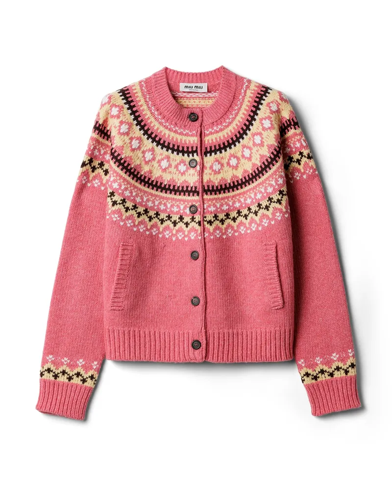 Miu Miu Strickjacke Aus Wolle, Damen, Rosa, Größe Rosa