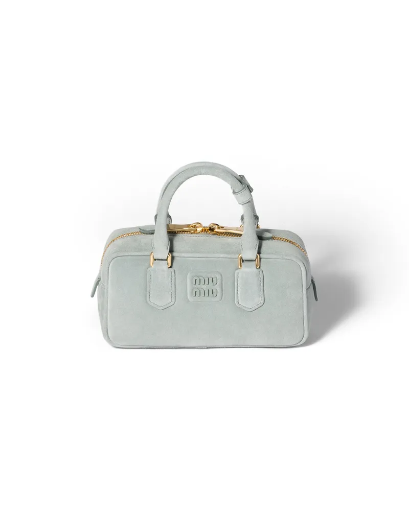 Miu Miu Arcadie Henkeltasche Aus Gepolstertem Wildleder, Damen, Puderblau Puderblau
