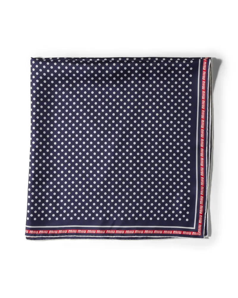 Miu Miu Schal Aus Bedruckter Seide, Damen, Blau/weiss Blau