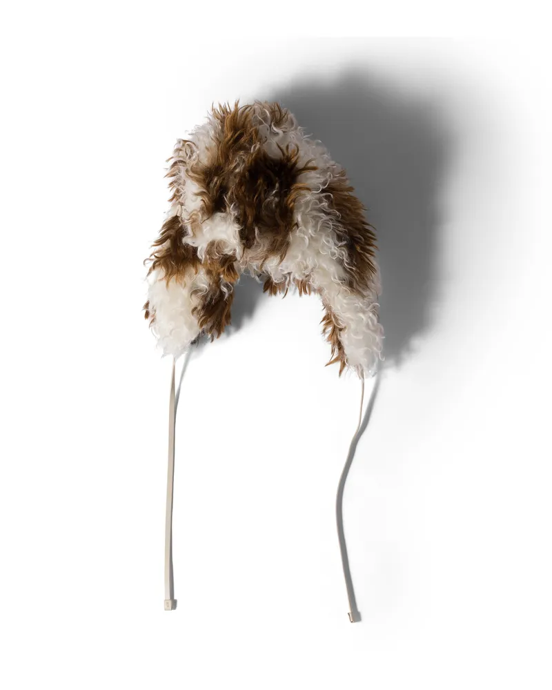 Miu Miu Hut Aus Mohair, Damen, Kalkweiß/brandrot, Größe Kalkweiß