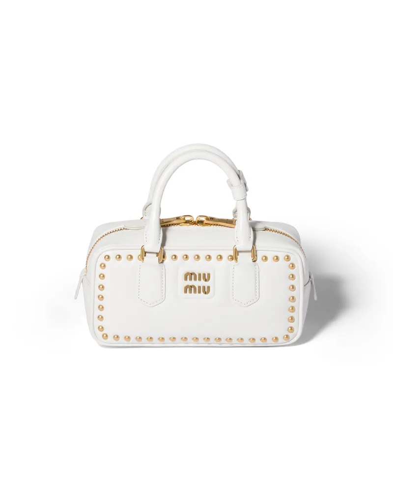 Miu Miu Arcadie Tasche Aus Leder Mit Nieten, Damen, Weiss Weiss