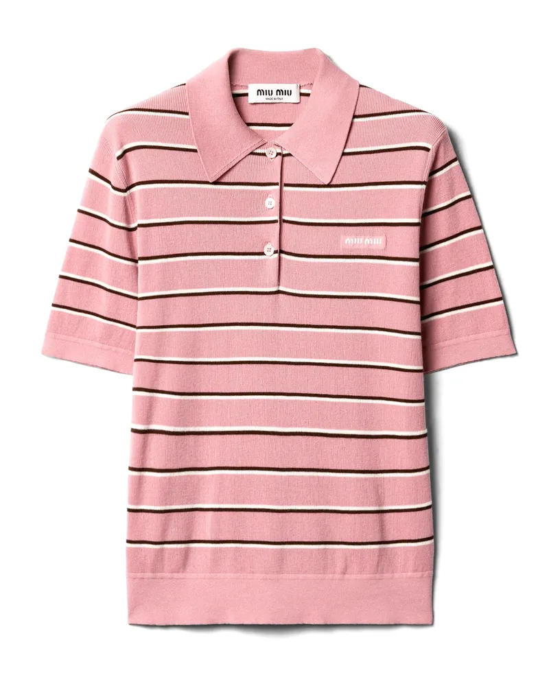 Miu Miu Poloshirt Aus Baumwollstrick, Damen, Rosa, Größe Rosa