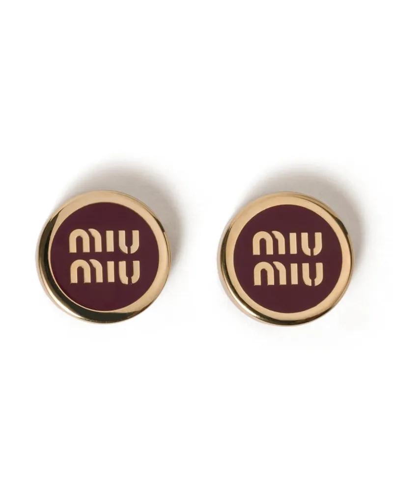 Miu Miu Ohrringe Aus Emailliertem Metall, Damen, Amaranthrot Amaranthrot