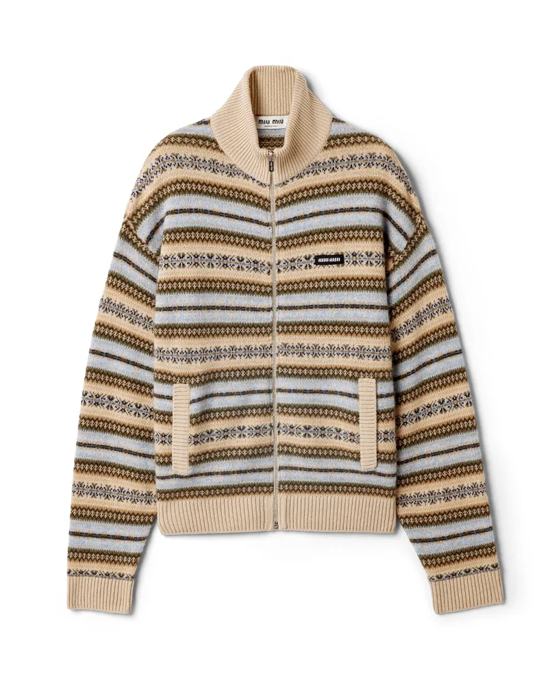 Miu Miu Reißverschlussjacke Aus Kaschmir, Damen, Albino/weiss, Größe Albino
