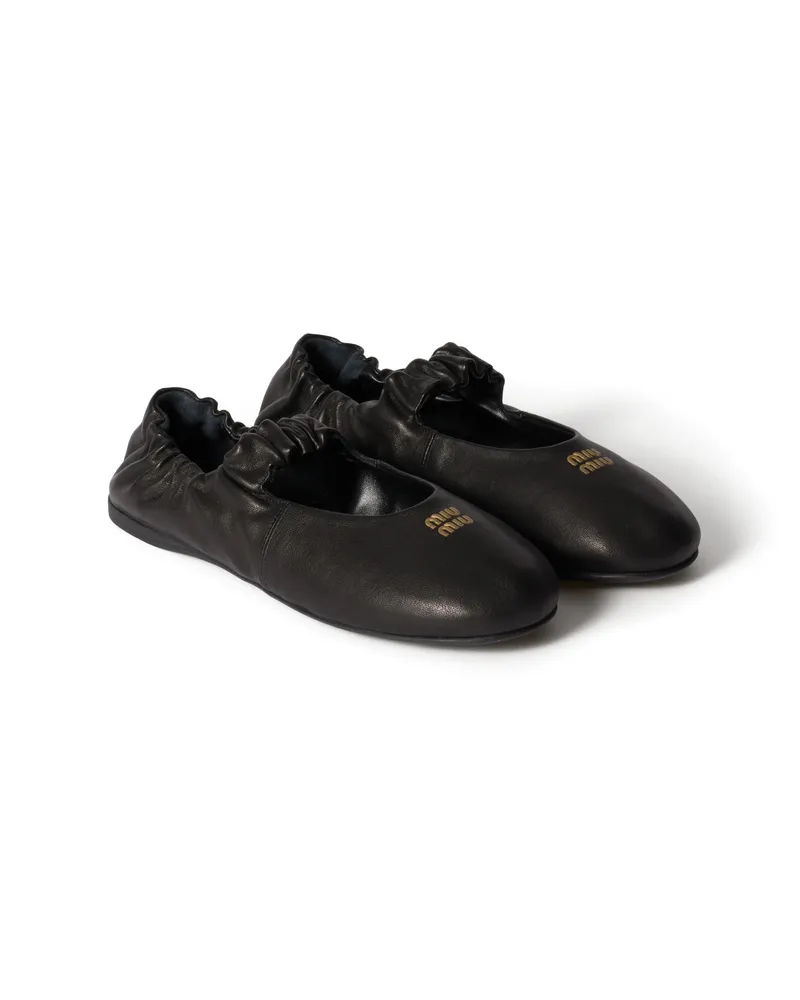 Miu Miu Ruches Ballerinas Aus Nappa-leder, Damen, Schwarz, Größe Schwarz