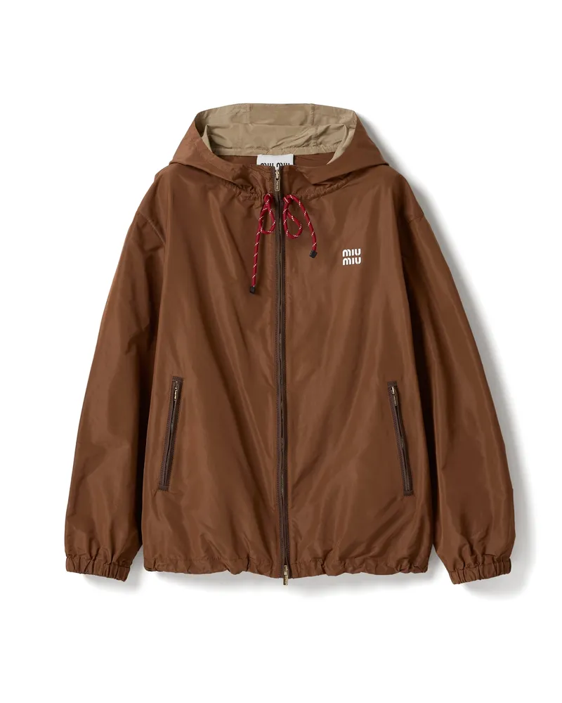 Miu Miu Kapuzenjacke Aus Funktionsgewebe, Damen, Kakaobraun, Größe Kakaobraun