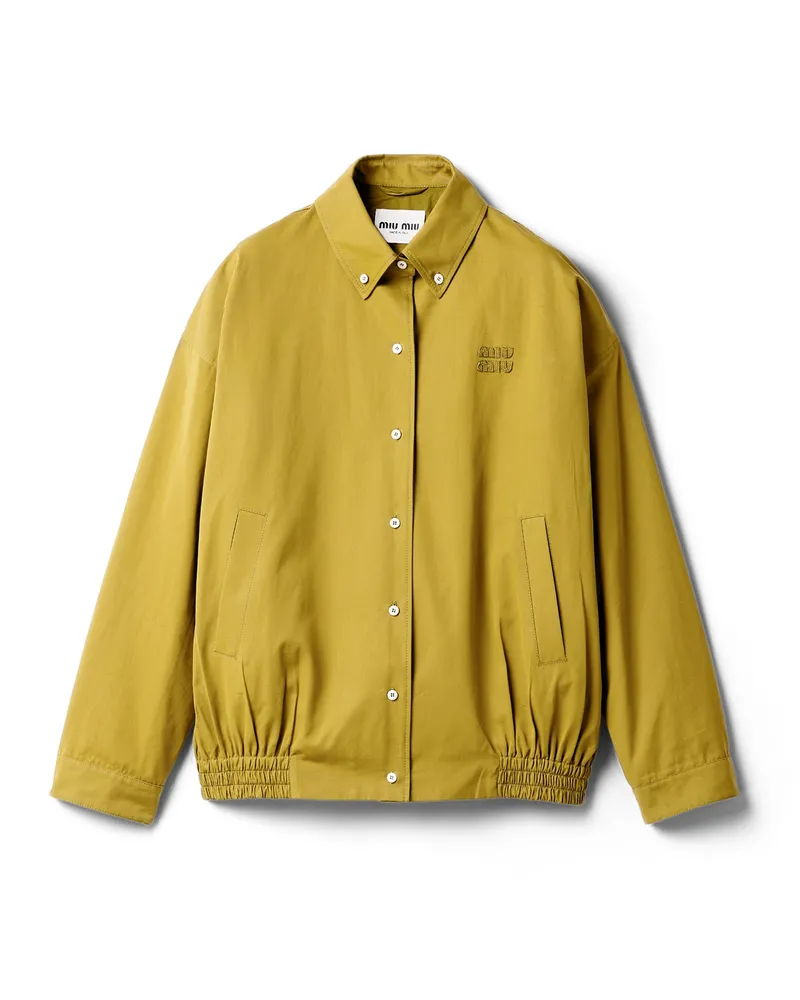 Miu Miu Blousonjacke Aus Popeline, Damen, Olivgrün, Größe Olivgrün