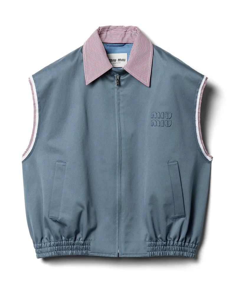 Miu Miu Weste Aus Chino, Damen, Aviation/blau, Größe Aviation