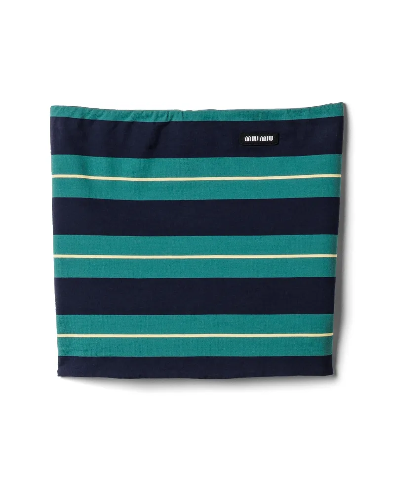 Miu Miu Top Aus Gestreiftem Jersey, Damen, Billardgrün/blau, Größe Billardgrün